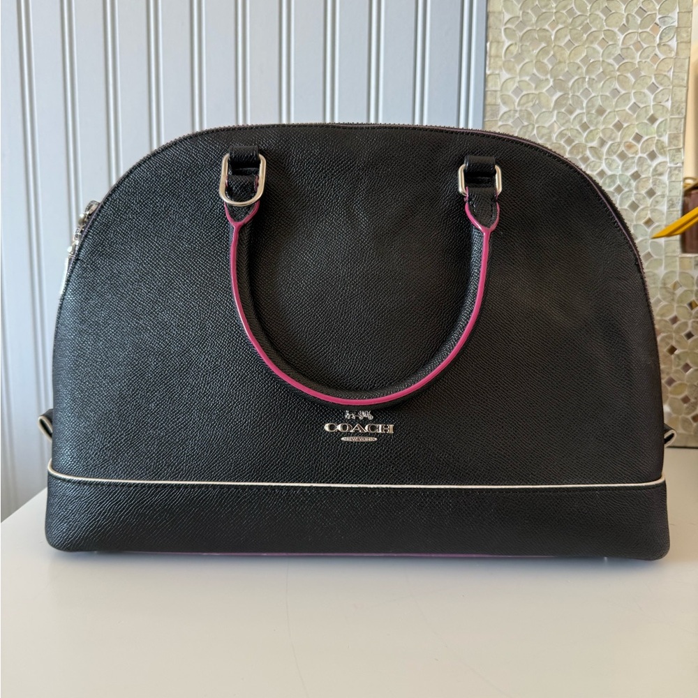 Coach Black Satchel with Pink and Purple Trim